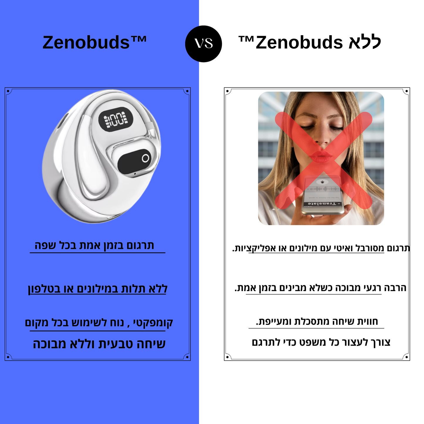 ZenoBuds™ – אוזניות תרגום חכמות בזמן אמת